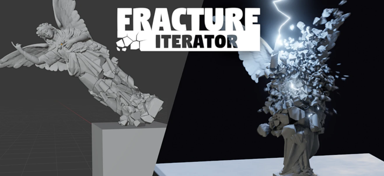模拟真实分裂破坏破损Blender插件Fracture Iterator v1.3