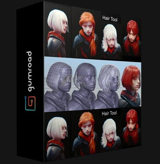 Blender插件 头发生成制作 Gumroad – Hair Tool v2.4.6