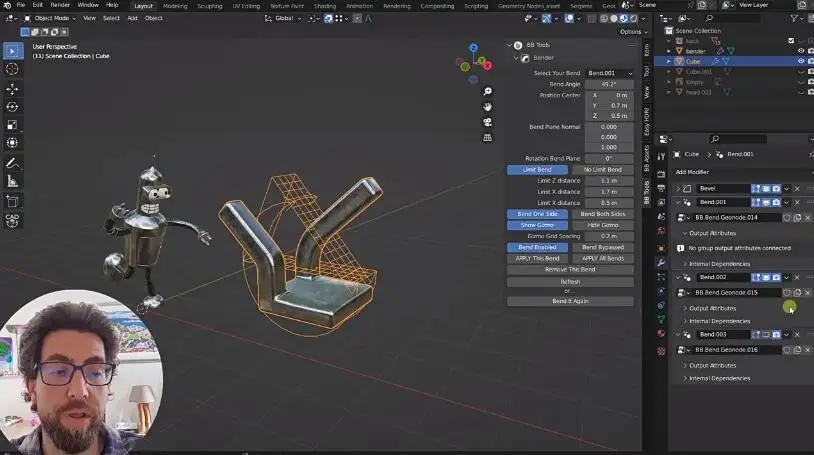 Blender三维模型弯曲插件 一键实现各种弯曲变形Bender V1.1.4 – Simple Bend Add-On
