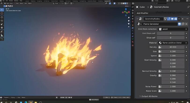 Blender实时火焰生成插件Realtime Flame Generator
