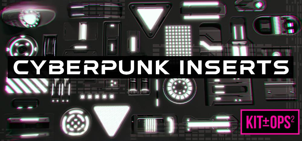 Blender插件-30款赛博朋克科幻风格灯光三维模型预设 Cyberpunk Emissive Inserts – Kpack – Sci Fi Lights