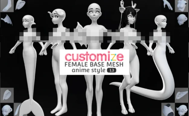 Bledner插件-106个自定义动漫女性童话角色3D模型