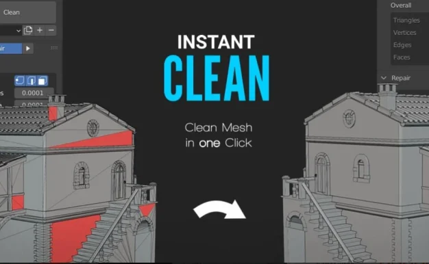 Blender插件 网格清理布线优化 Instant Clean V2.0.1