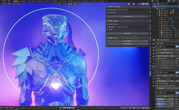 Blender插件 抽象艺术作品生成器 BY-GEN v9.2