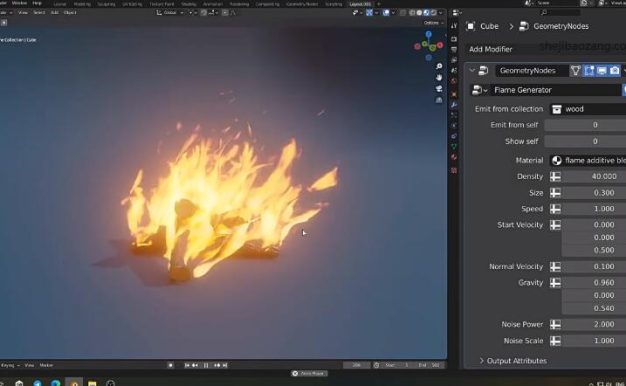 Blender实时火焰生成插件Realtime Flame Generator