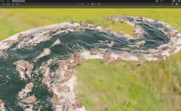 Blender一键生成逼真河流小溪插件Realtime River Generator V1.1