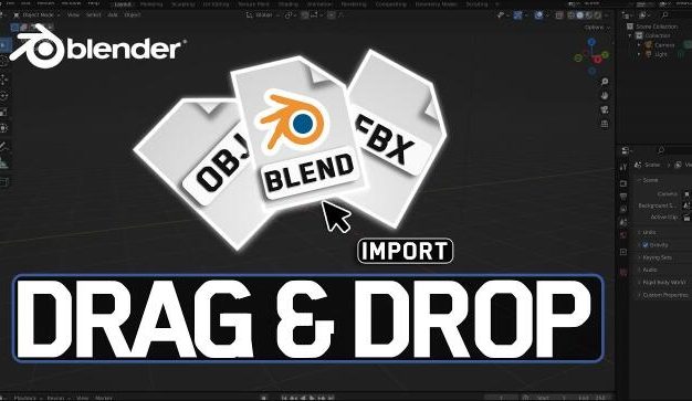 Blender插件 多种格式文件直接拖拽导入 Drag & Drop Import V1.03