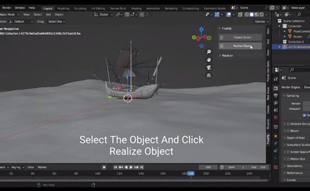 Blender插件 模型对象水面漂浮效果 Floatify V1.0