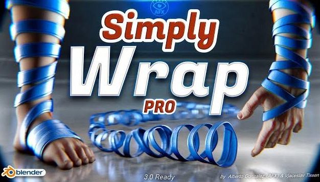 Blender插件 绳子绸带样条线缠绕 Simply Wrap Pro v1.5.2+预设库