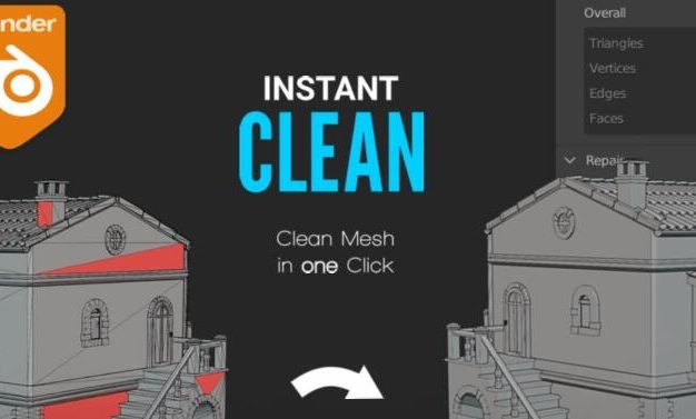 Blender插件 网格清理布线优化 Instant Clean V2.0.1