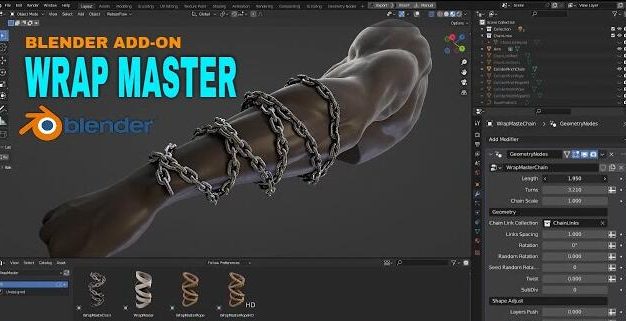 Blender预设 绳索缠绕资产 Wrap Master V1.1 + 使用教程