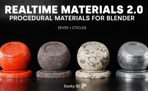 Blender预设 290组漂亮实用抽象陶瓷泥土金属油漆真实材质贴图 Realtime Materials V2.1.6