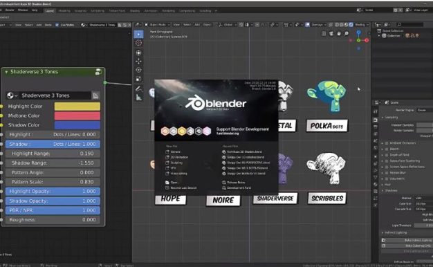 Blender预设 二维卡通动漫材质着色器资产 Komikaze V2