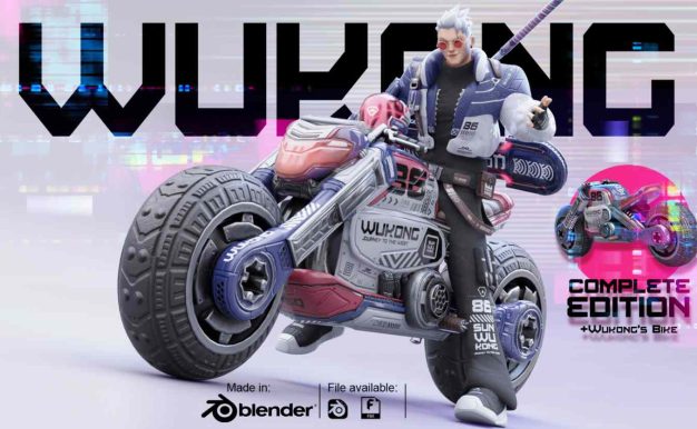 Blender模型 赛博朋克齐天大圣孙悟空3D角色完整版模型WUKONG THE MONKEY KING