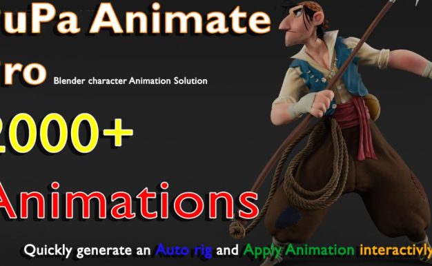 Blender插件-2000多款3D模型绑定动画预设库 Pupa Animate Pro V1.1