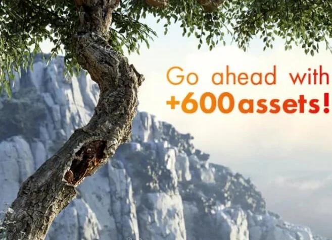 Blender植物资产库！一键生成600+花草树岩石藤蔓盆栽！