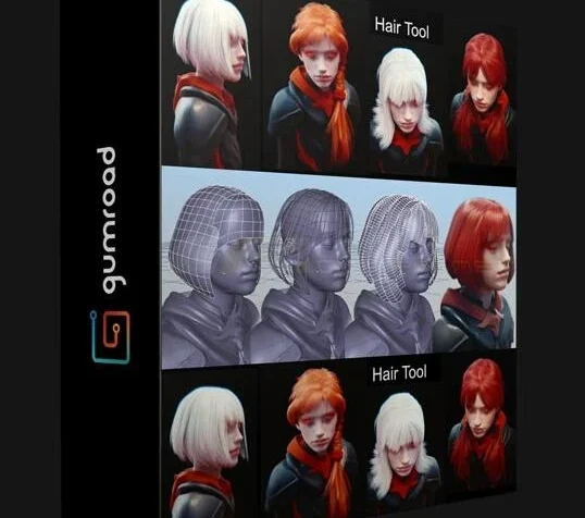 Blender插件 头发生成制作 Gumroad – Hair Tool v2.4.6