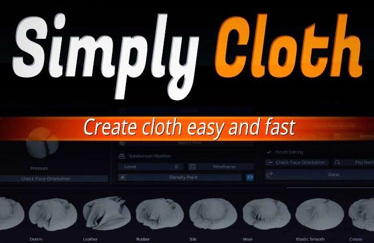 Blender插件-Simply Cloth Pro v2.4.2快速布料模拟生成器+预设