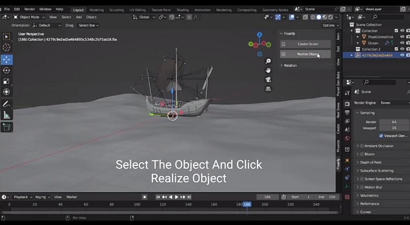 Blender插件 模型对象水面漂浮效果 Floatify V1.0