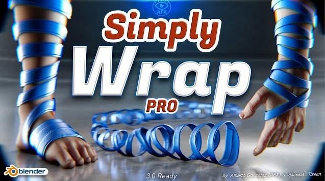 Blender插件 绳子绸带样条线缠绕 Simply Wrap Pro v1.5.2+预设库