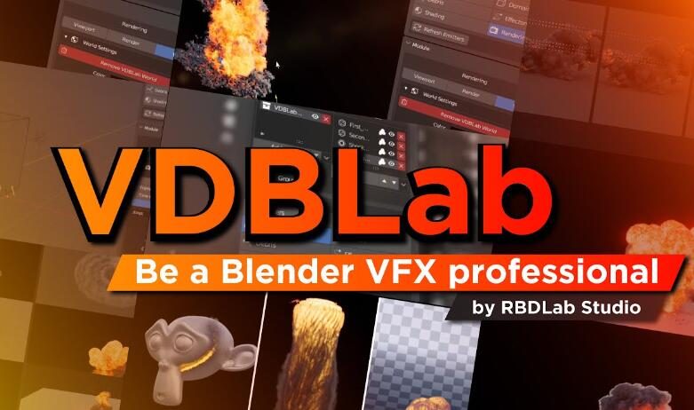 Blender插件 模拟三维真实爆炸火焰特效 VDBLab V1.0
