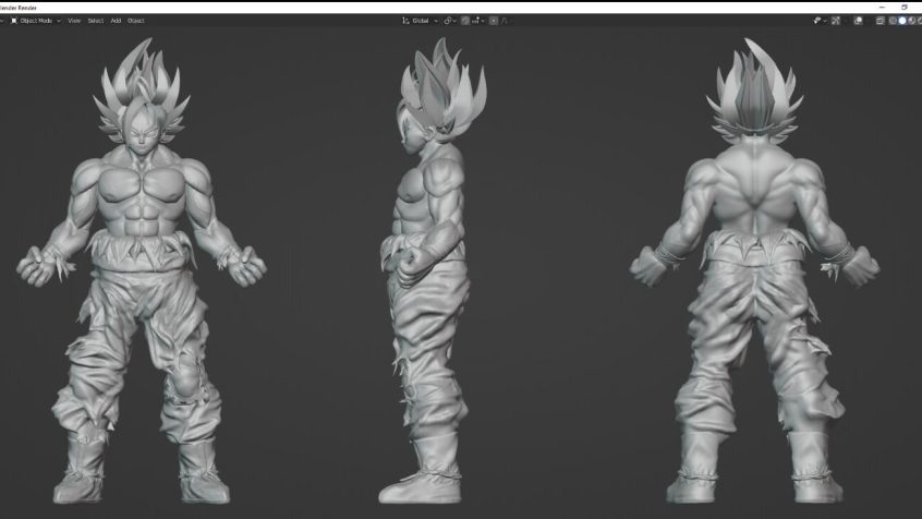 Bledner/C4D/3dsmax模型 七龙珠孙悟空超级赛亚人角色3D模型