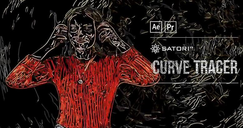 AE/PR抽象绘画滤镜线条轮廓描边汉化插件 Curve Tracer Win