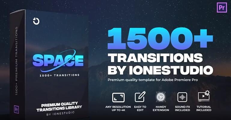 PR脚本 1500个摄像机缩放模糊冲击故障切割水墨笔刷图形无缝视频转场预设 Transitions