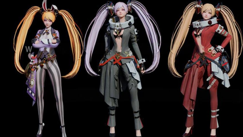 Blender模型 双马尾萝莉美少女二次元卡通三渲二3D角色模型带绑定