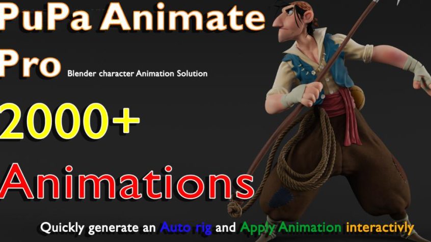 Blender插件-2000多款3D模型绑定动画预设库 Pupa Animate Pro V1.1