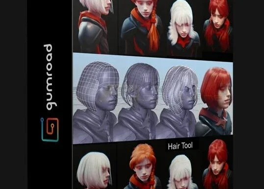 Blender插件 头发生成制作 Gumroad – Hair Tool v3.6.0+Library预设库+Textures贴图