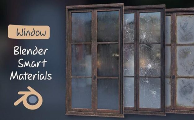 Blender预设 玻璃窗户真实水珠雨滴资产 Blender Smart Materials – Window Procedural Water Drops