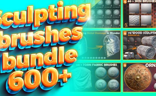 Blender预设 600组雕刻笔刷 600+Blender Sculpting Brushes