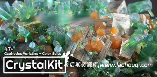 Blender插件 逼真水晶生长场景资产预设 Crystal Kit – 3D Asset Kit v1.2+使用教程