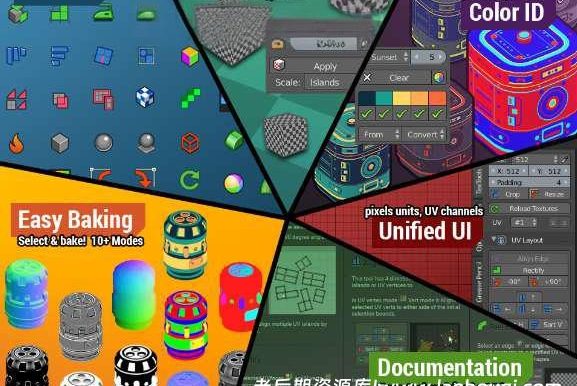 Blender插件 多功能贴图展UV工具包 TexTools v1.6.1