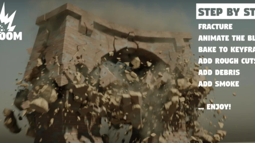 Blender一键生成爆炸效果插件:Kaboom V1.5.6