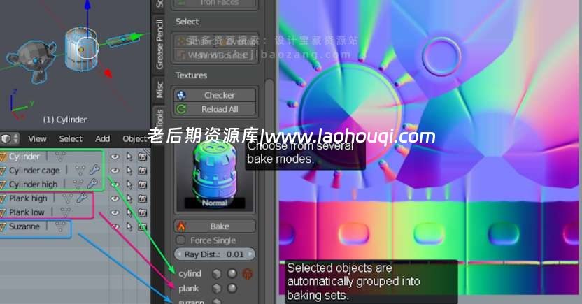 Blender插件 TexTools 1.6开源免费烘焙拆UV