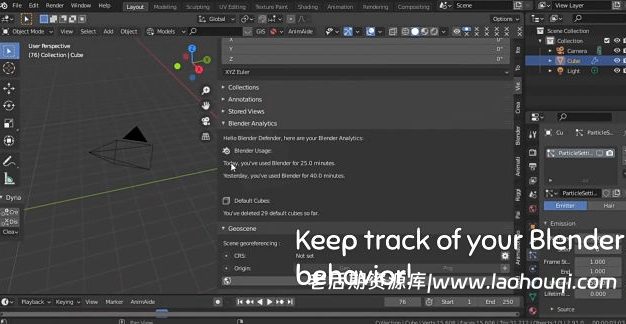 Blender使用数据统计效率规划插件 Super Easy Analytics V1.2.2