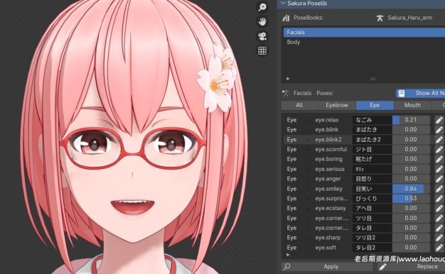 Blender卡通3D角色姿势库插件 Sakura Poselib V1.2.8