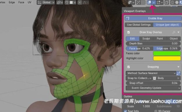Blender绘制重拓扑网格顶部面片选择插件 Draw Xray V4.2.1 
