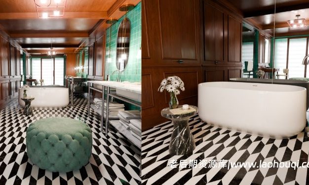 Blender豪华复古高级感酒店浴室场景资产3D模型 Luxury Vintage Hotel Bathroom