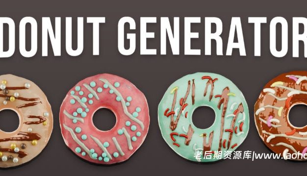 Blender甜甜圈3D模型生成器资产预设 Procedural Donut Geometry Nodes