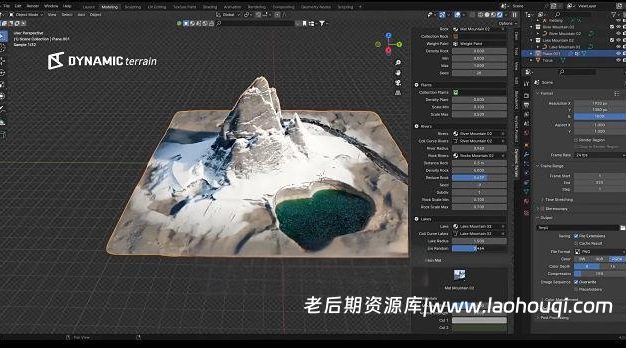 Blender地形景观湖泊生成插件：Dynamic Terrain V1.0
