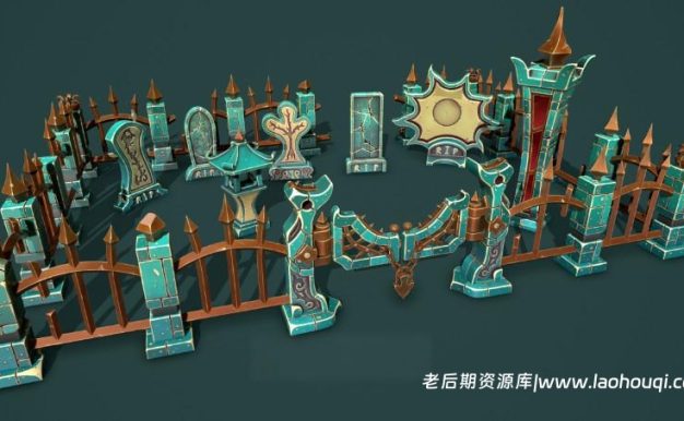 Blender奇幻游戏墓地3D模型资产预设：Fantasy Cemetery 2