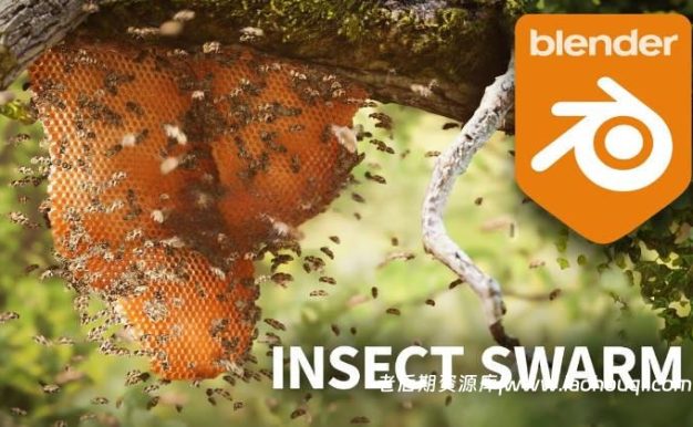 Blender昆虫程序化分布生成几何节点动画资产预设 Insect Swarm – Procedural Insect Systems
