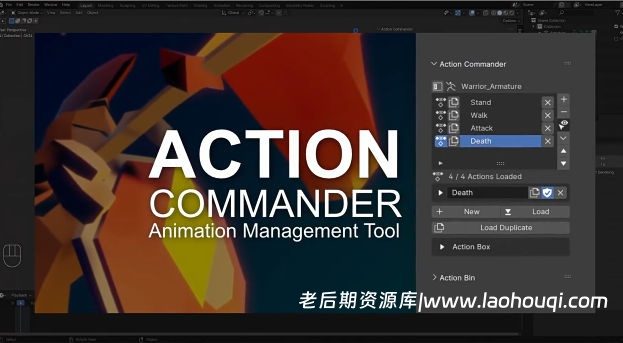 Blender模型动作管理插件 Action Commander V1.4.0 – Action Management Tool