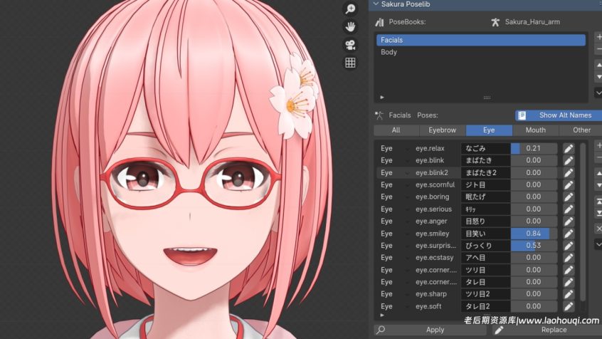 Blender卡通3D角色姿势库插件 Sakura Poselib V1.2.8