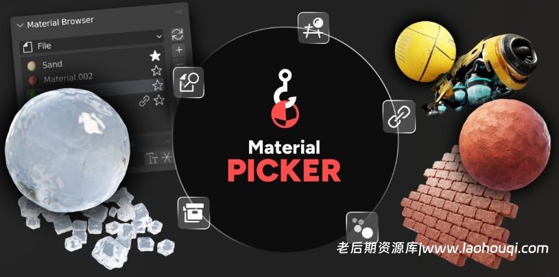 Blender视窗材质拾取查找编辑插件 Material Picker V1.3.2