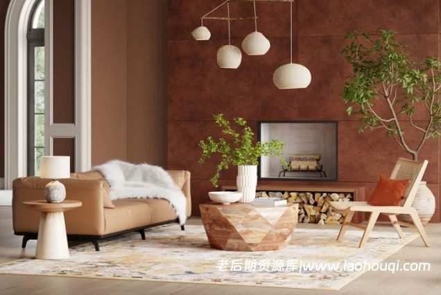 Blender现代高级多边形木质客厅设计感场景资产3D模型 Modern Abstract Wooden Living Room