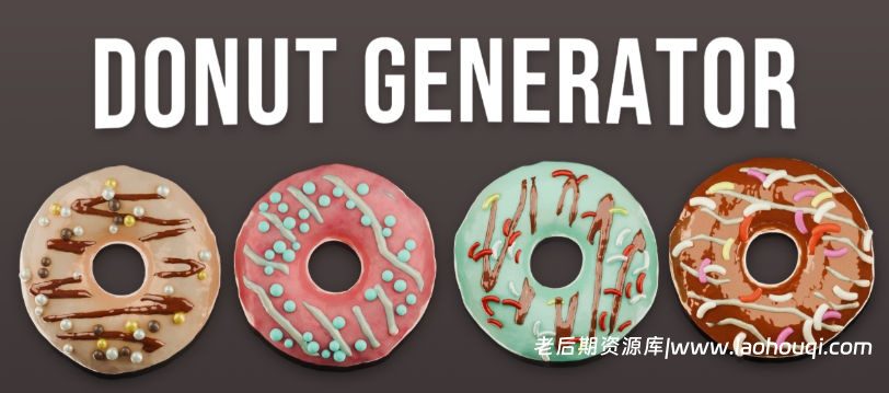 Blender甜甜圈3D模型生成器资产预设 Procedural Donut Geometry Nodes